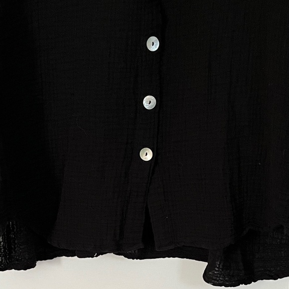 Blanca Black 100% Cotton Gauze Button Up  Swim Cover Up Shirt One Size - Picture 3 of 12